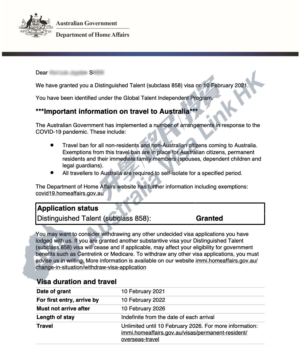 澳洲移民成功案例: 恭喜客戶一家四口順利獲得GTI簽證