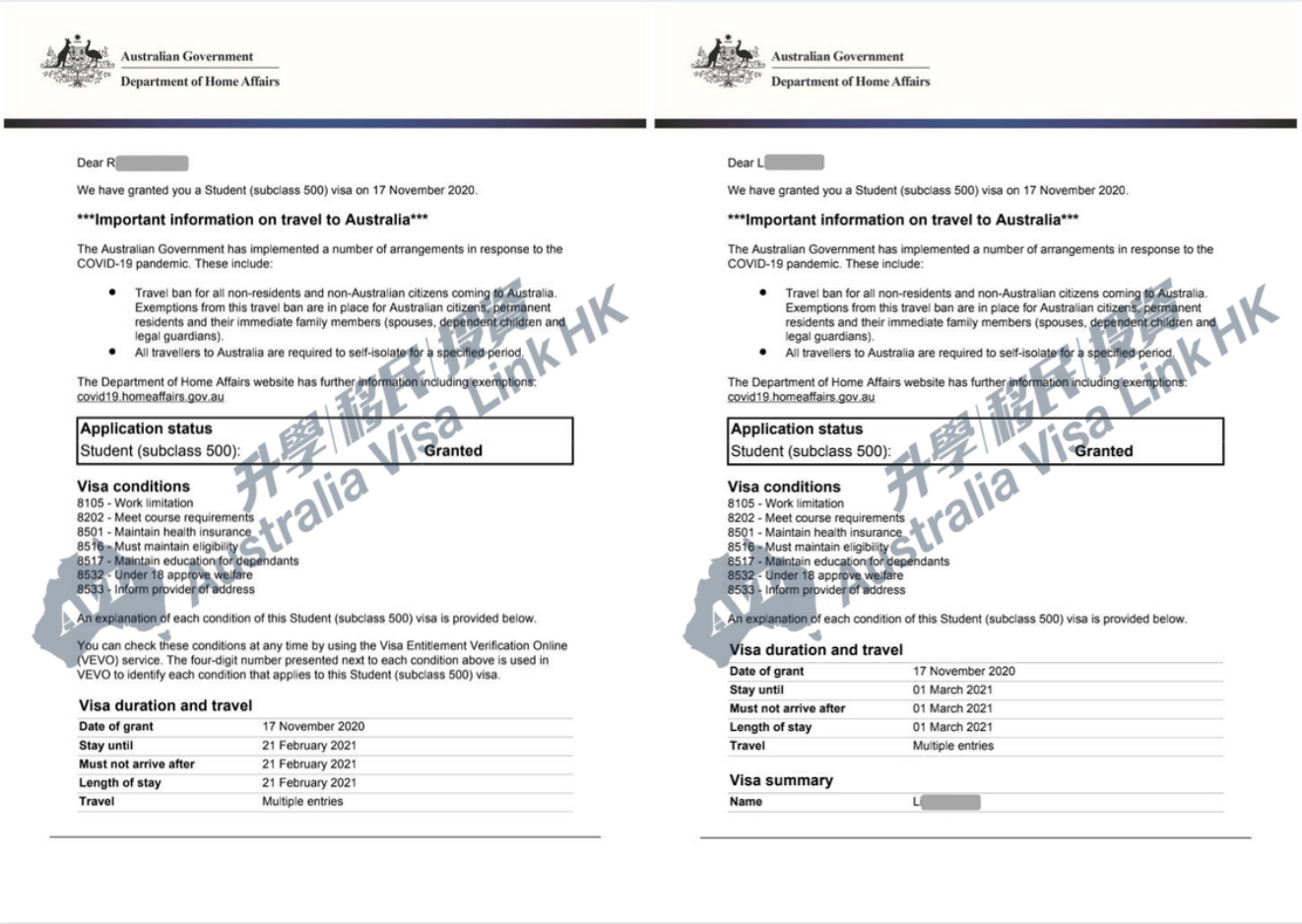 澳洲移民成功案例: 再多兩名客戶順利獲得學生簽證