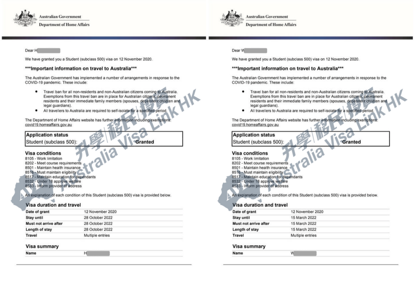 澳洲移民成功案例: 兩名客戶成功獲得學生簽證