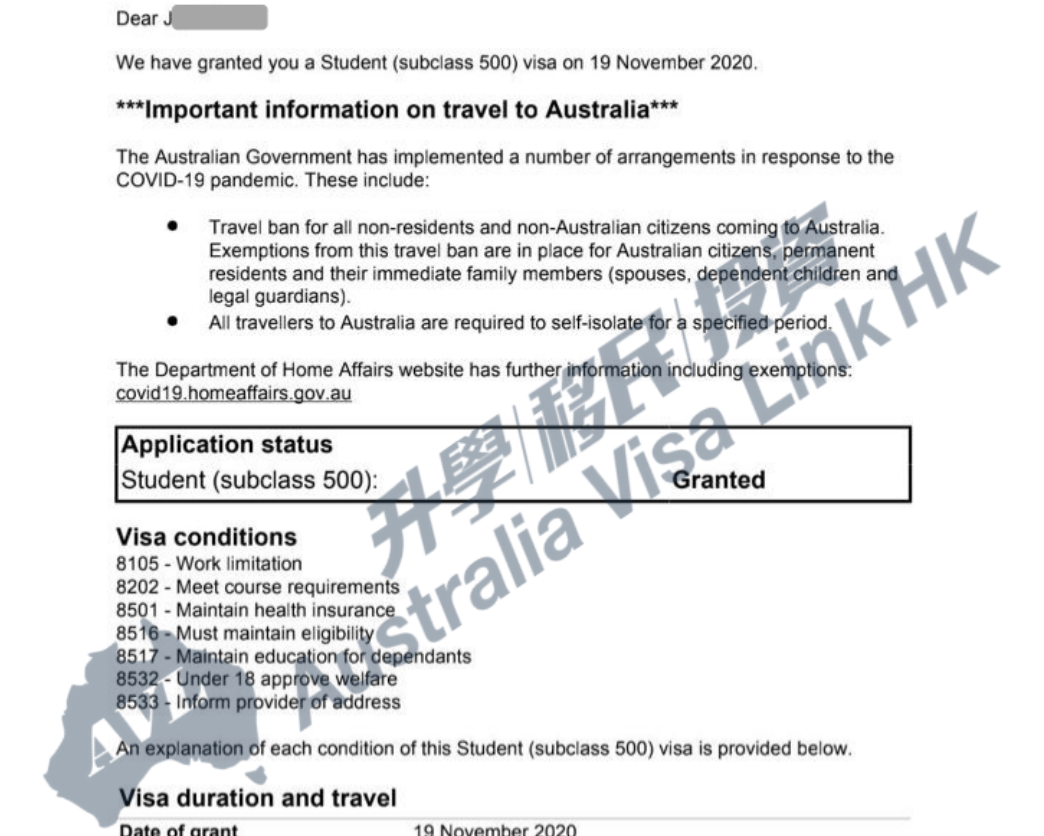 澳洲移民成功案例: 客戶J小姐順利獲得學生簽證