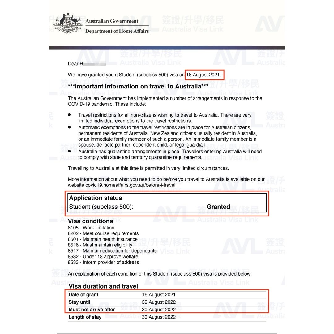 「澳洲移民」升學簽證成功案例: 客戶H獲得學生簽證